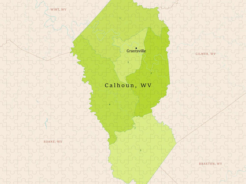 County Jigsaw Puzzle featuring the digital art WV Calhoun County Vector Map Green by Frank Ramspott