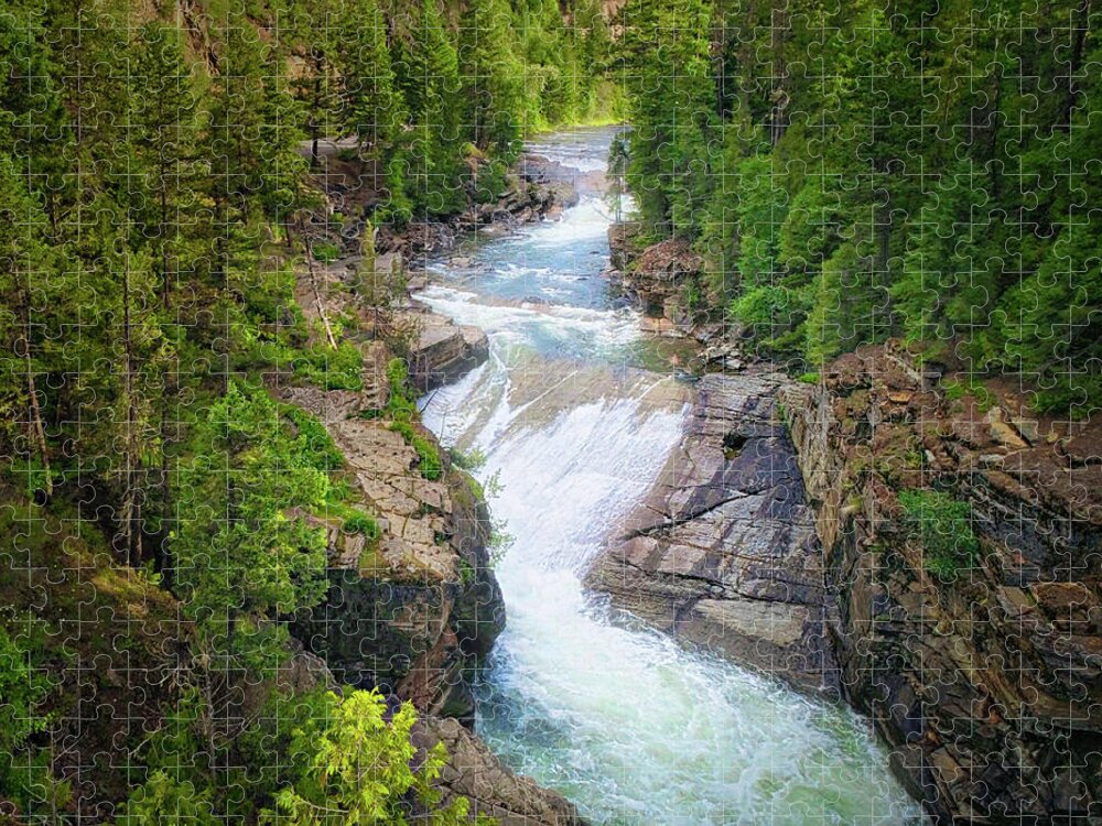 Yaak Falls Jigsaw Puzzle featuring the photograph Yaak Falls by Dan Eskelson
