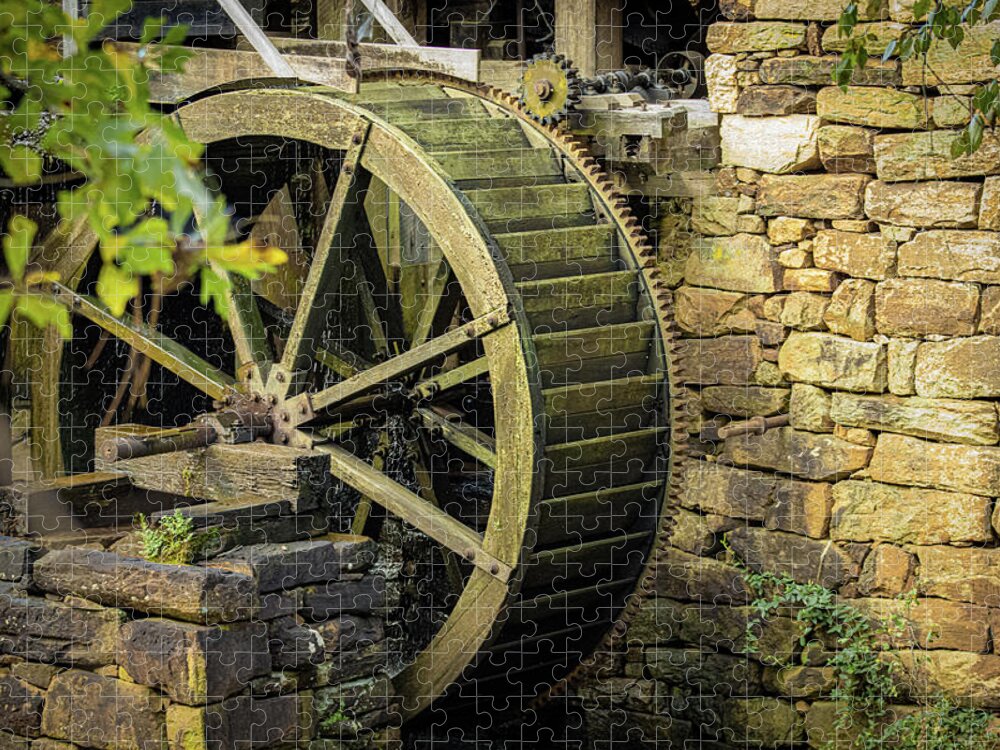 Historic Jigsaw Puzzle featuring the photograph Yates Mill Wheel by Rick Nelson