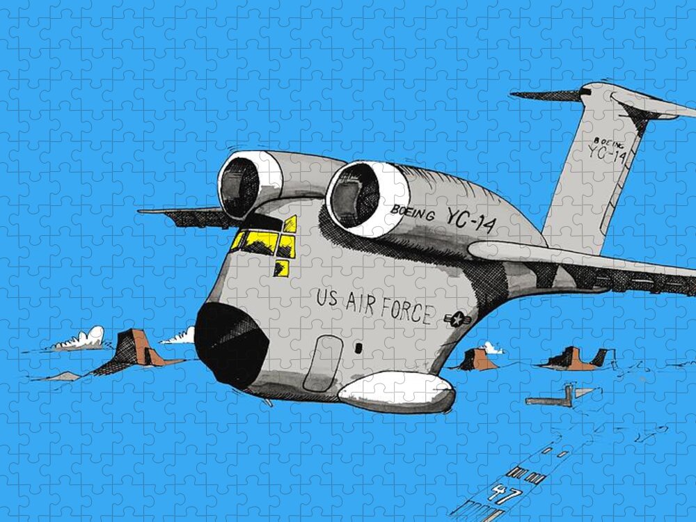 Boeing Jigsaw Puzzle featuring the drawing Yc-14 by Michael Hopkins