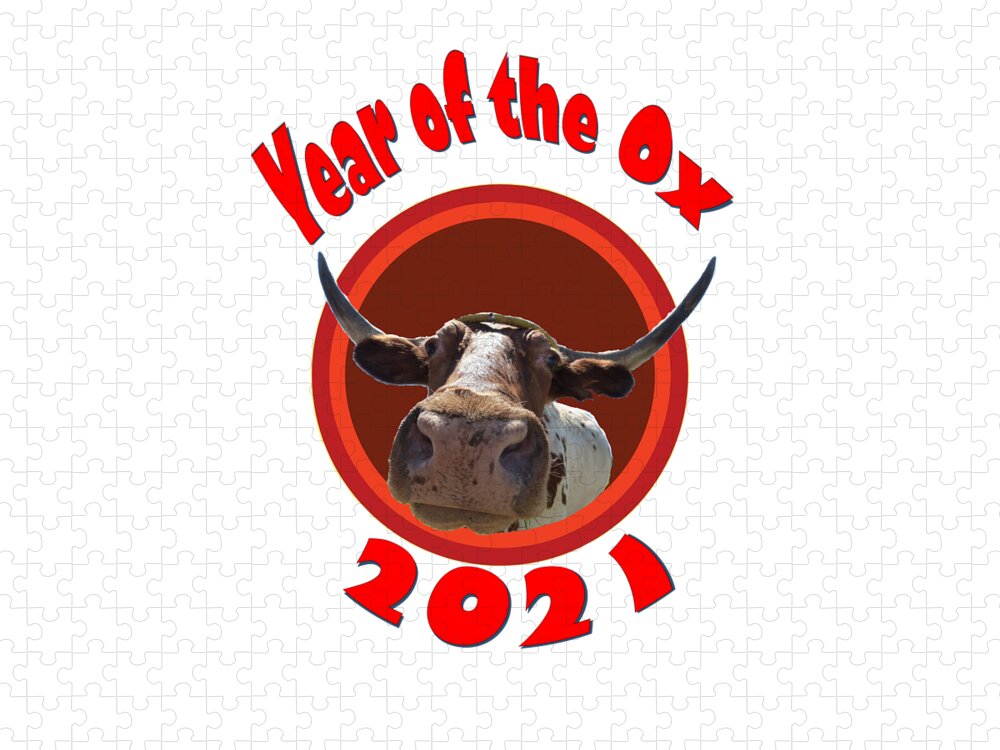 Ox Jigsaw Puzzle featuring the digital art Year of the Ox with Transparent Background by Ali Baucom