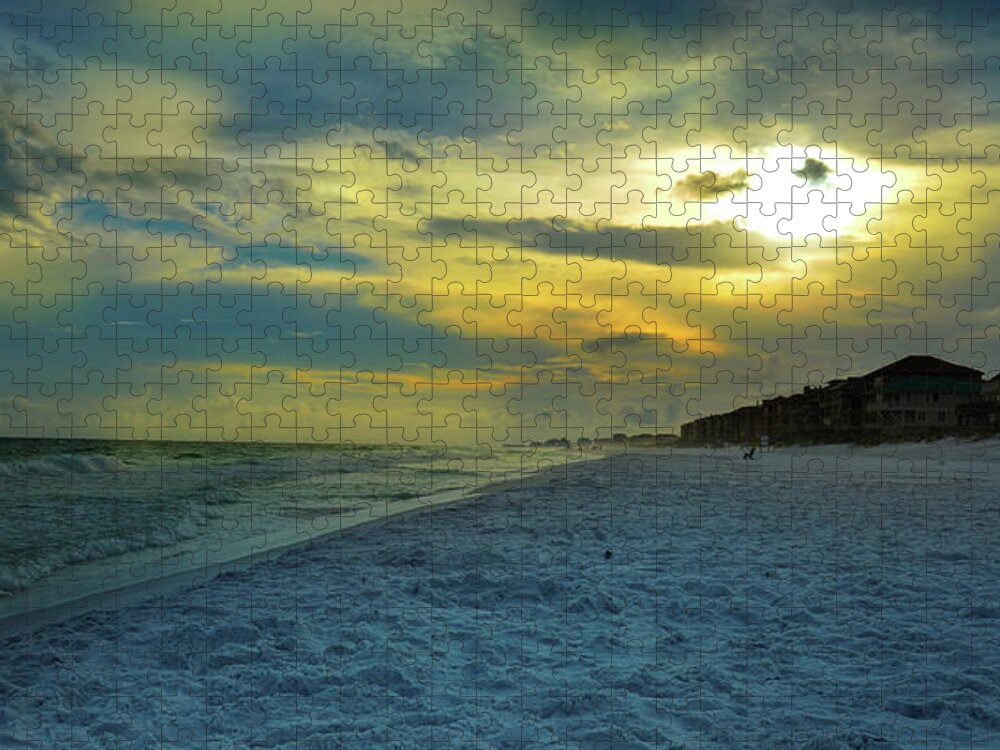 Sky Jigsaw Puzzle featuring the photograph Yellow Sky at Night by James C Richardson