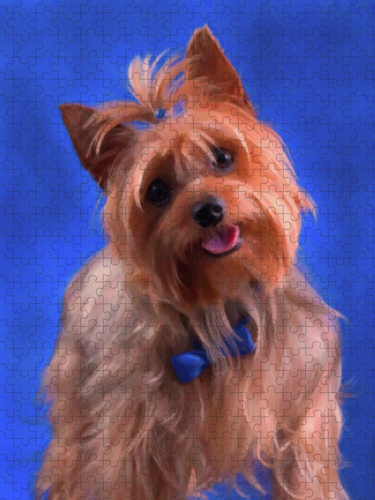 Yorkshire Terrier Jigsaw Puzzle featuring the photograph Yorkie_Airbrush by Rocco Leone
