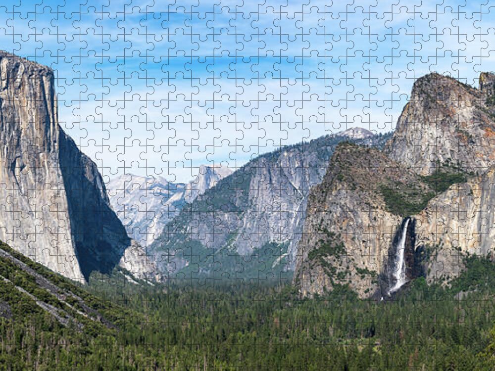 Bridalveil Falls Jigsaw Puzzle featuring the photograph Yosemite Panorama by Kevin Suttlehan