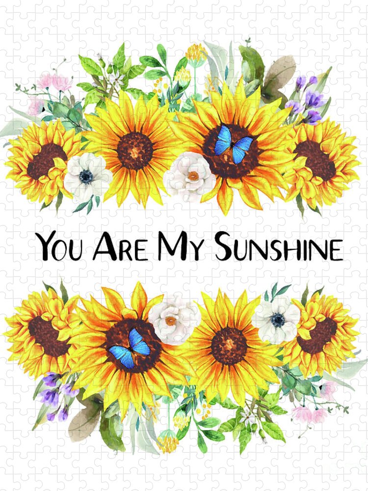 Sunflowers Jigsaw Puzzle featuring the painting You Are My Sunshine by Tina LeCour