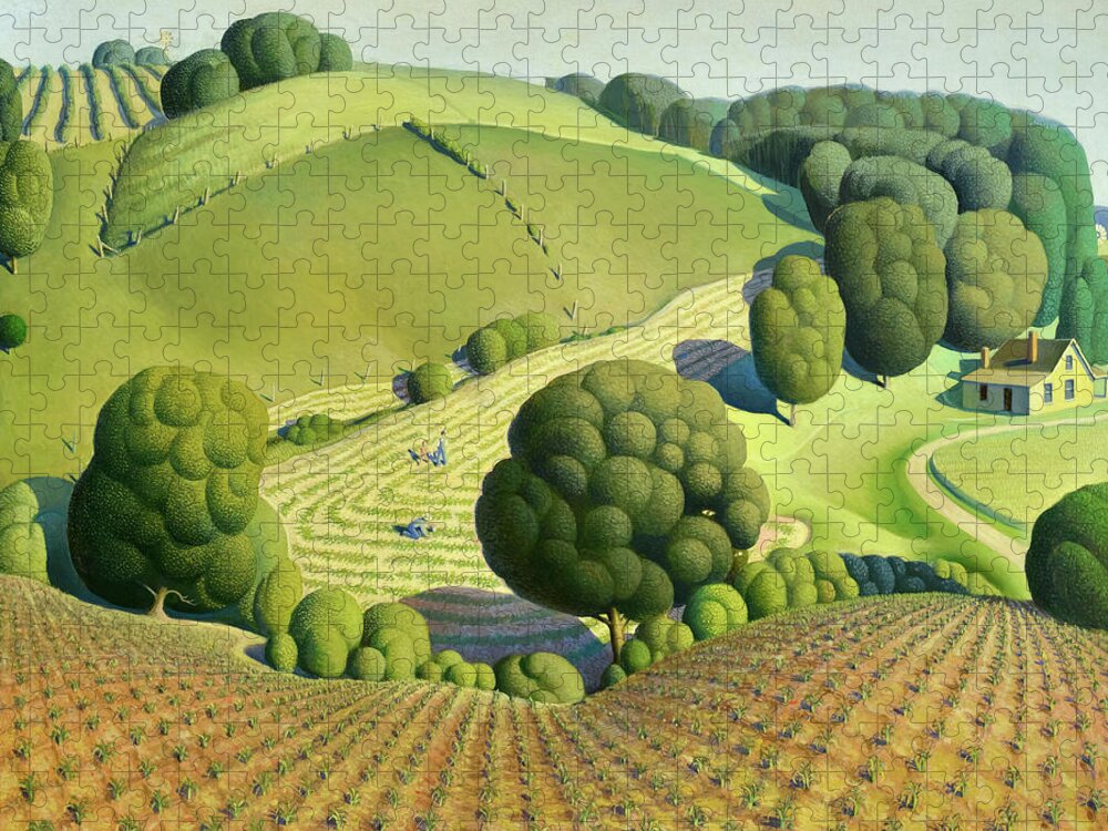 Grant Wood Jigsaw Puzzle featuring the painting Young Corn by Grant Wood