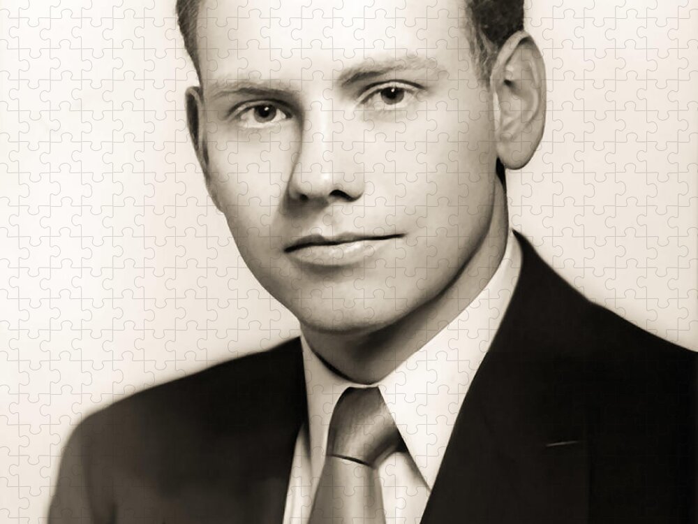 Young Warren Buffett Jigsaw Puzzle featuring the photograph Young Warren Buffett Portrait by Orca Art Gallery