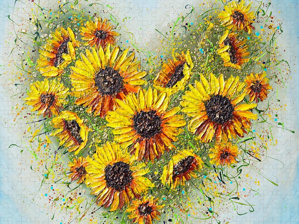 Sunflower Jigsaw Puzzle featuring the painting You're my Sunshine by Amanda Dagg