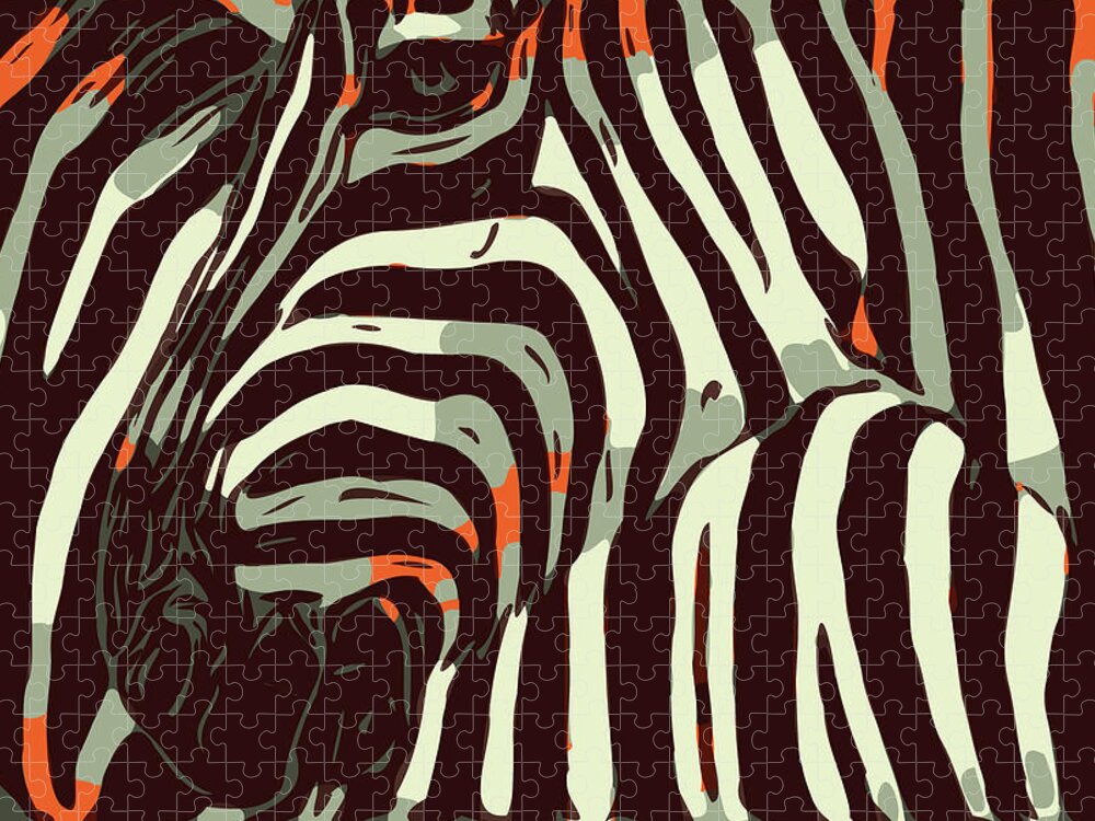 Zebras Jigsaw Puzzle featuring the digital art Zebras by Susan Maxwell Schmidt