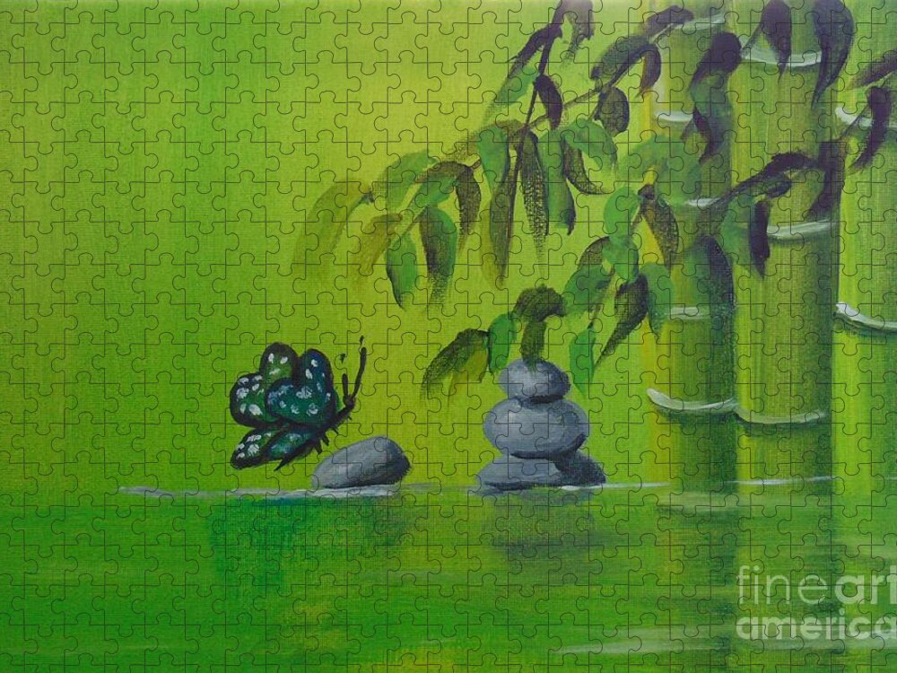 Zen Jigsaw Puzzle featuring the painting Zen by Saundra Johnson