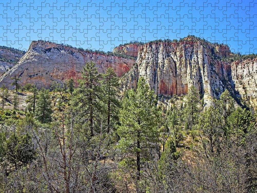 Nature Jigsaw Puzzle featuring the photograph Zion's Spectacular Cliffs by Ronald Lutz