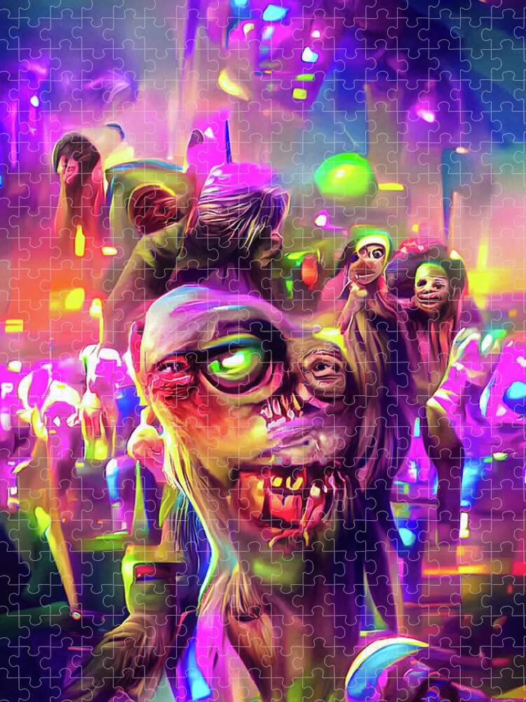Zombie Jigsaw Puzzle featuring the digital art Zombie Disco 01 by Matthias Hauser
