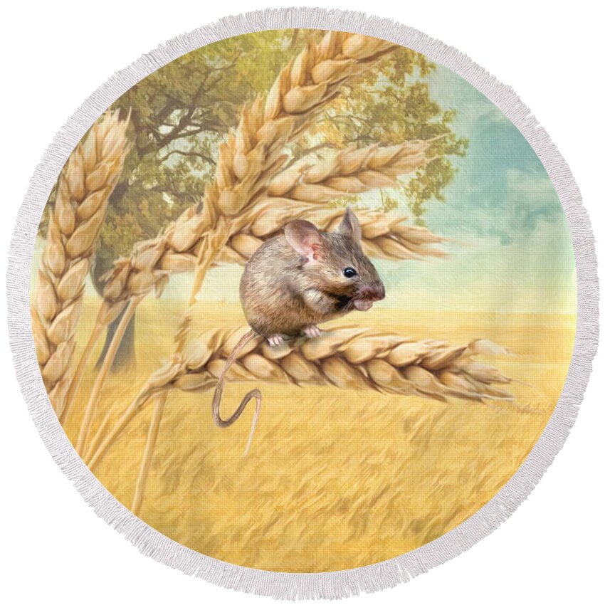 Mouse Round Beach Towel featuring the digital art Field Mouse by Trudi Simmonds
