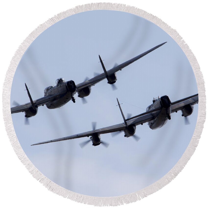 Avro Round Beach Towel featuring the photograph Lancaster Moment by Airpower Art