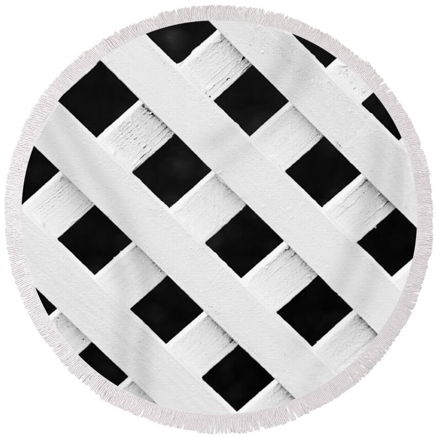 Fence Round Beach Towel featuring the photograph Lattice Fence Pattern by Mikel Martinez de Osaba