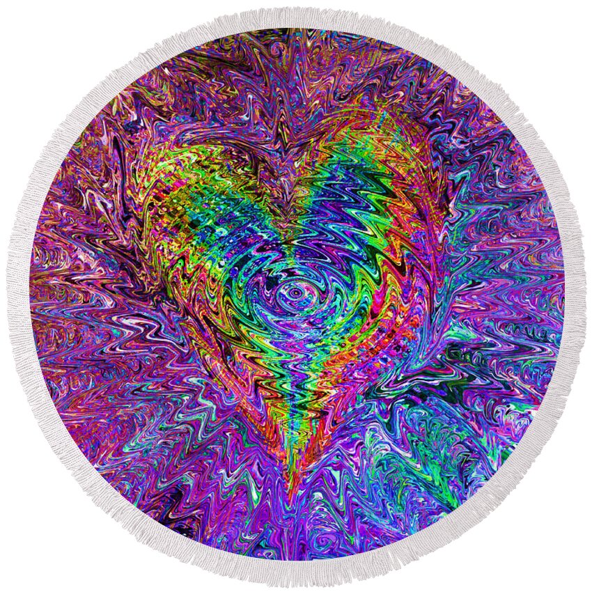 Valentines Round Beach Towel featuring the mixed media Love From The Ripple Of Thought V 5 by Kenneth James