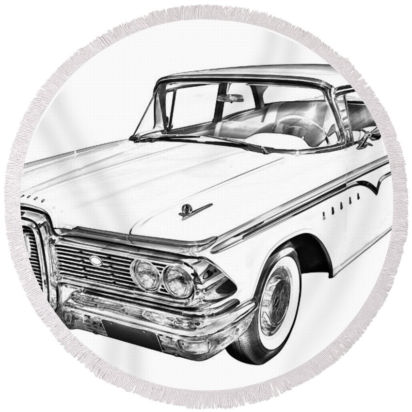1959 Edsel Ranger Round Beach Towel featuring the photograph 1959 Edsel Ford Ranger Illustration #2 by Keith Webber Jr