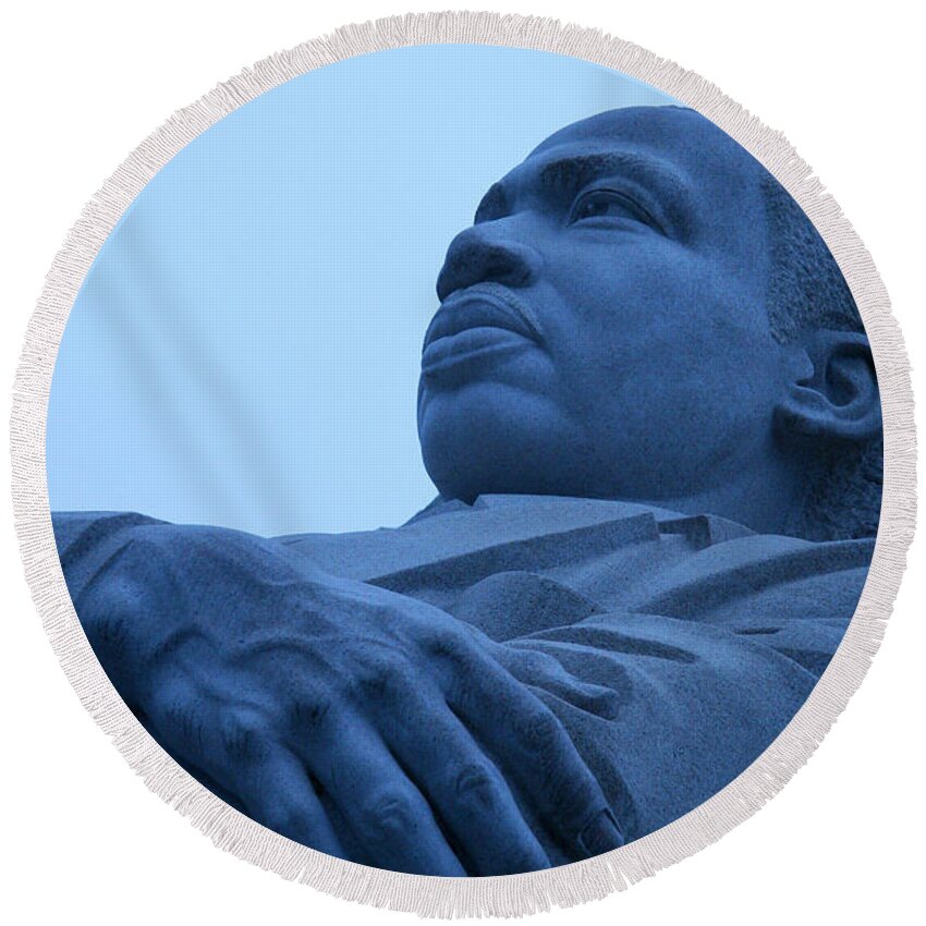 Martin Luther King Round Beach Towel featuring the photograph A Blue Martin Luther King - 1 by Cora Wandel