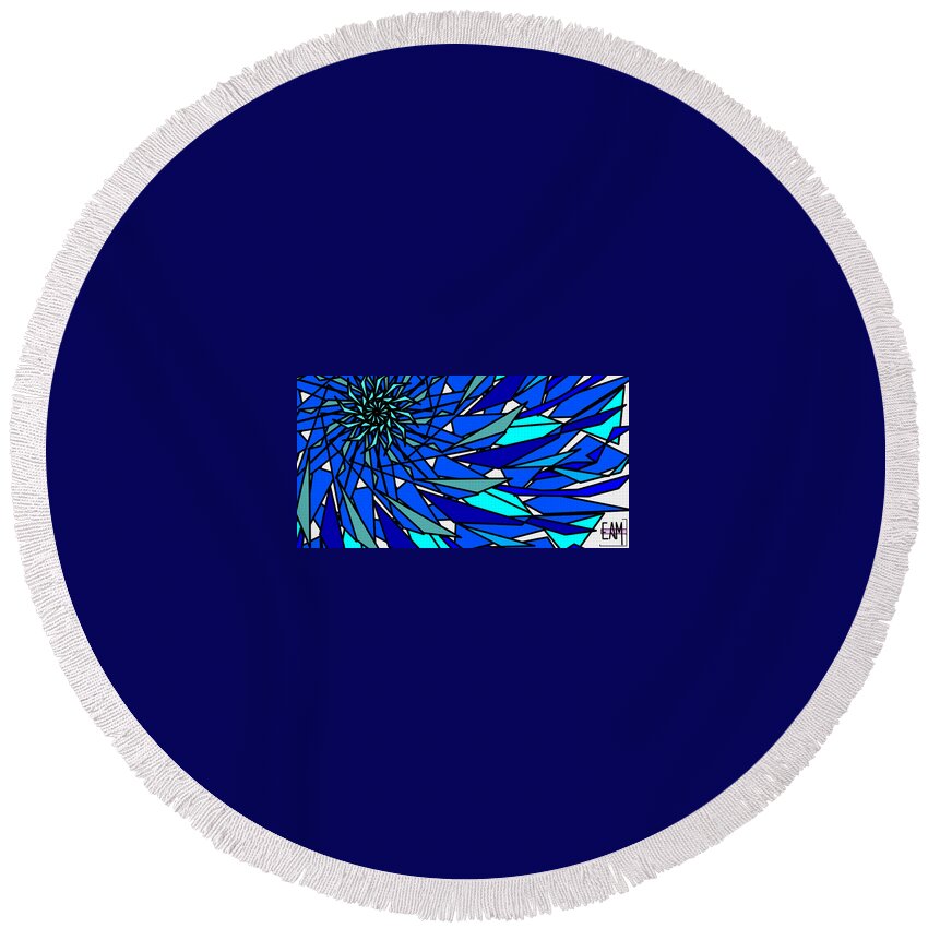 Blue Sun Round Beach Towel featuring the digital art Blue Sun by Elizabeth McTaggart