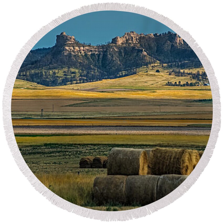 Bluff Round Beach Towel featuring the photograph Bluff country #2 by Paul Freidlund