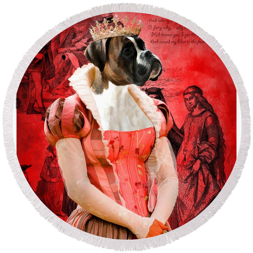 Boxer Dog Round Beach Towel featuring the painting Boxer Art Canvas Print #1 by Sandra Sij