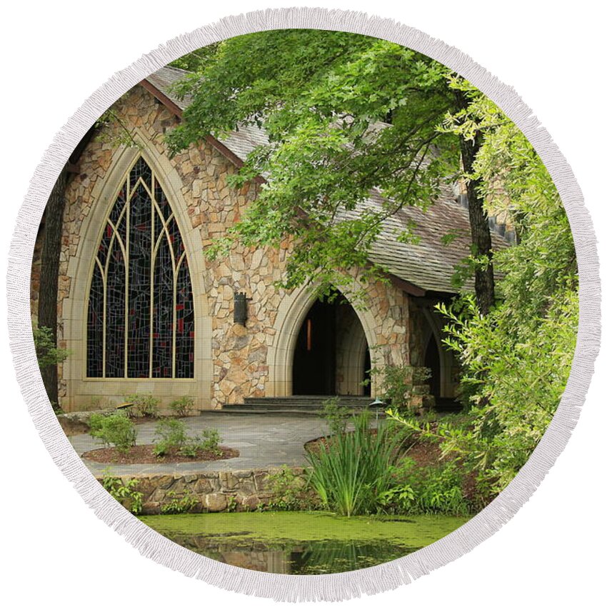 Callaway Round Beach Towel featuring the photograph Callaway Chapel #1 by Michael Weeks