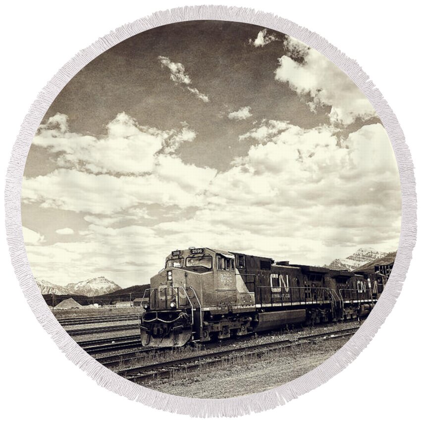 Photography Round Beach Towel featuring the photograph Canada Rail #1 by Ivy Ho