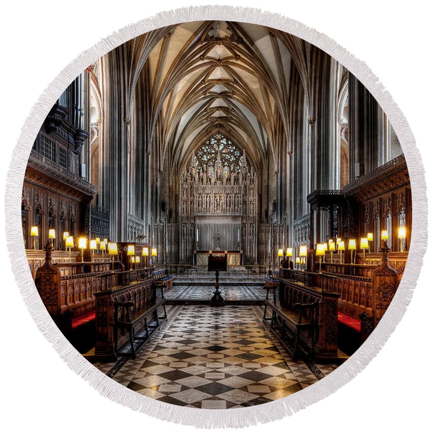 Cathedral Round Beach Towel featuring the photograph Church Interior #1 by Adrian Evans
