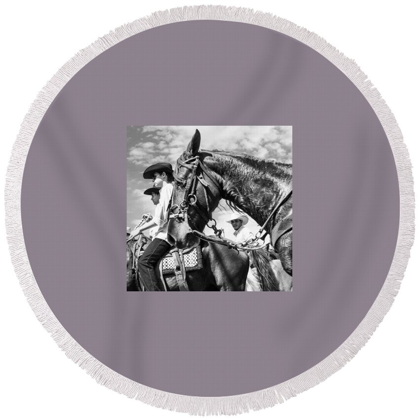  Round Beach Towel featuring the photograph Cowboys In Brazil #1 by Aleck Cartwright