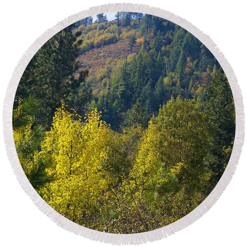 Fall Colors Round Beach Towel featuring the photograph Fall in Spokane #1 by Ben Upham III
