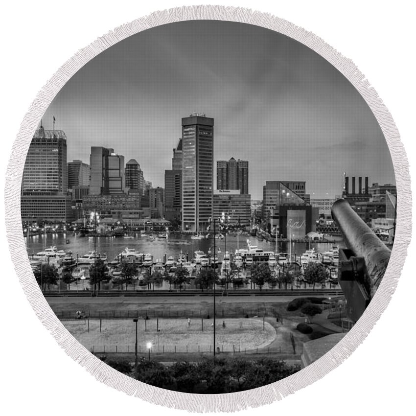 Baltimore Round Beach Towel featuring the photograph Federal Hill In Baltimore Maryland by Susan Candelario