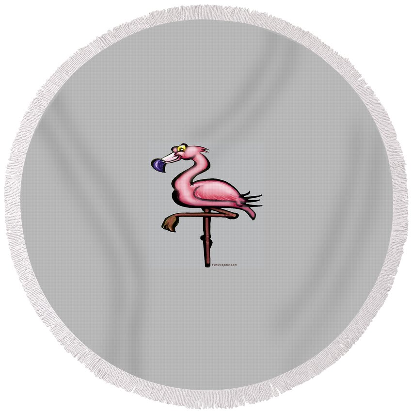 Flamingo Round Beach Towel featuring the digital art Flamingo by Kevin Middleton