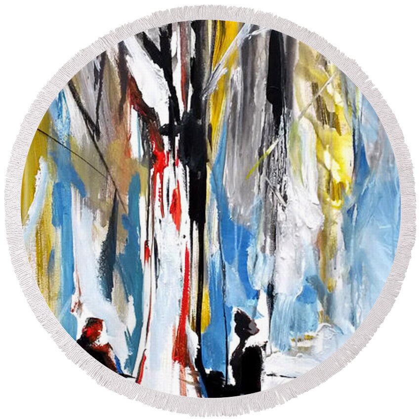 Forest Found Round Beach Towel featuring the painting Forest Found #1 by John Gholson
