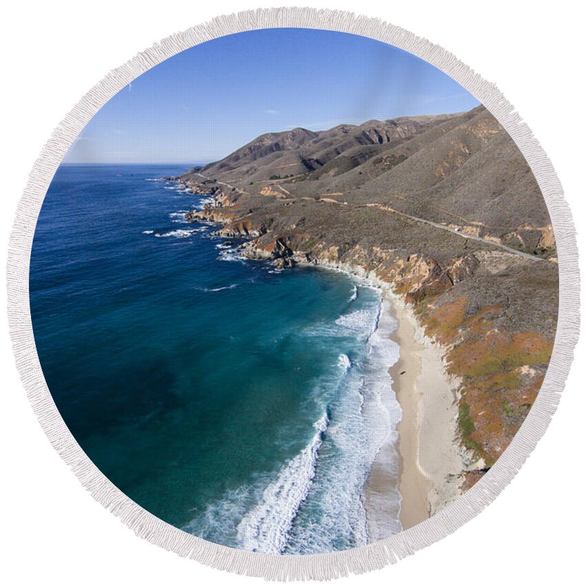 Above Round Beach Towel featuring the photograph Garrapata State Beach by David Levy