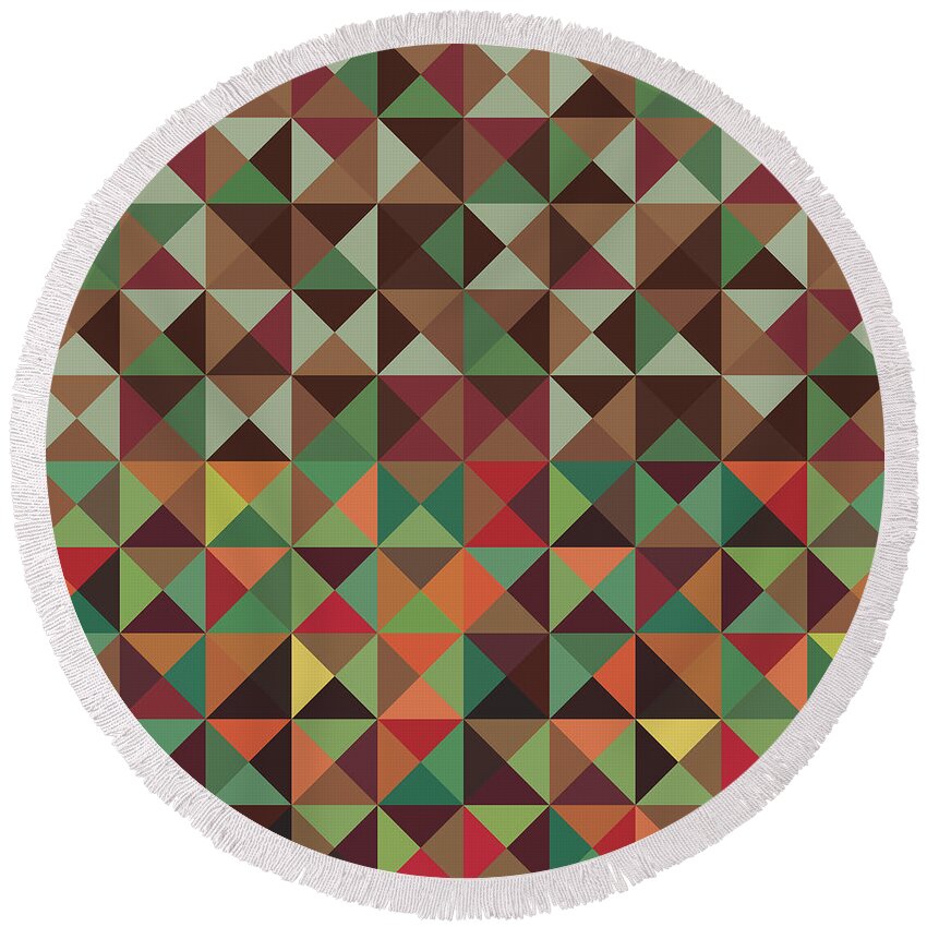 Abstract Round Beach Towel featuring the digital art Geometric Pattern #1 by Mike Taylor
