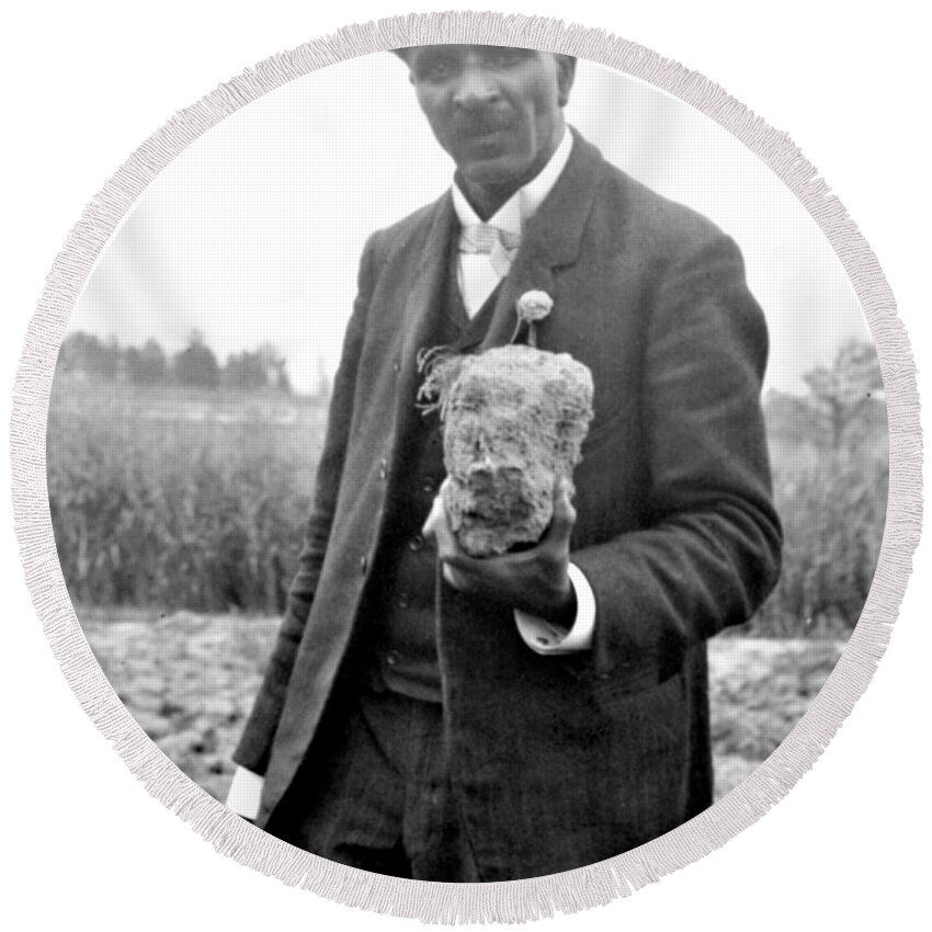 Science Round Beach Towel featuring the photograph George W. Carver, American Botanist #1 by Science Source