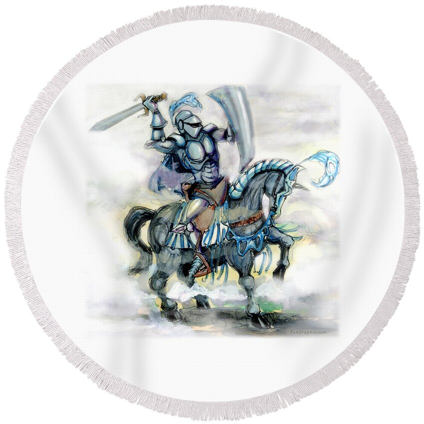 Knight Round Beach Towel featuring the digital art Knight by Kevin Middleton
