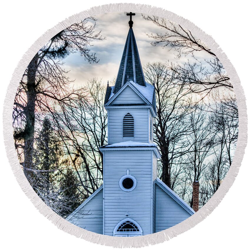 Chapel Round Beach Towel featuring the photograph Maria Chapel #1 by Paul Freidlund