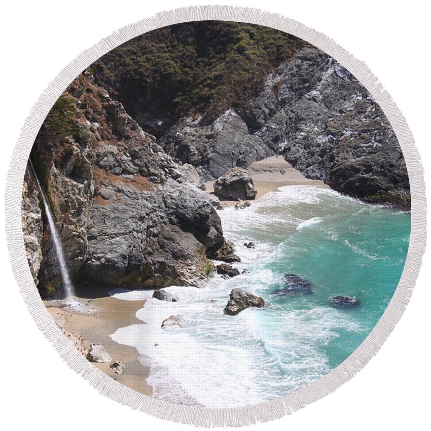 Mcway Falls Round Beach Towel featuring the photograph Mcway Falls #1 by Bev Conover