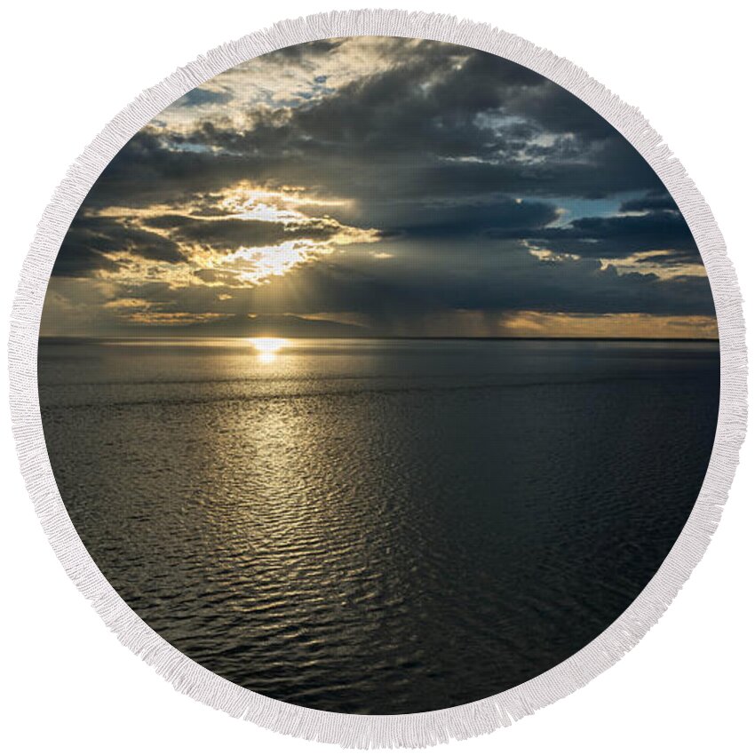 Alaska Round Beach Towel featuring the photograph Midnight Sun Over Mount Susitna #1 by Andrew Matwijec