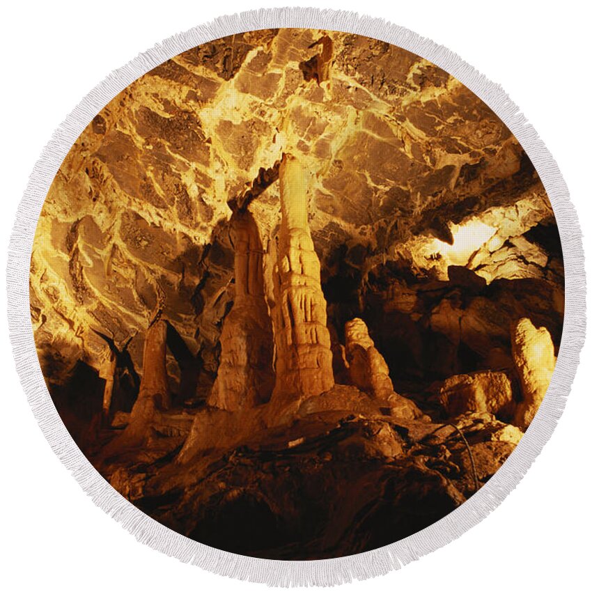 Minnetonka Cave Round Beach Towel featuring the photograph Minnetonka Cave by William H. Mullins