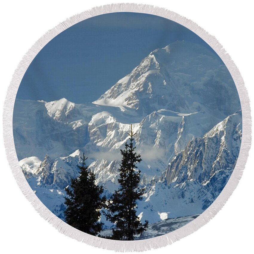 Landscape Round Beach Towel featuring the photograph Mount Mckinley #1 by Mark Newman