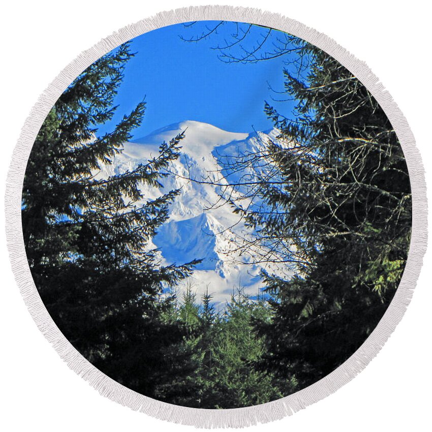 Mountain Round Beach Towel featuring the photograph Mt. Rainier I #1 by Tikvah's Hope