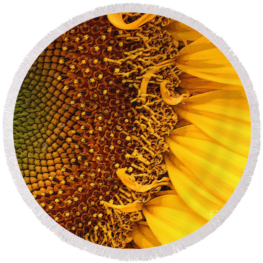 Sunflower Round Beach Towel featuring the photograph O Sunflower by Jeanette French