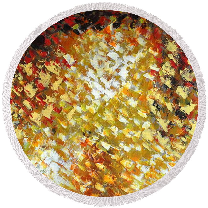 Palette Knife Round Beach Towel featuring the painting Petals #1 by Preethi Mathialagan
