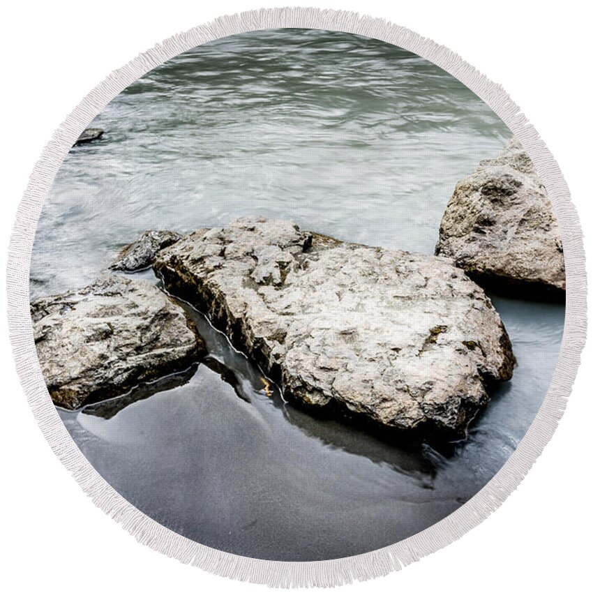 Alaska Round Beach Towel featuring the photograph Rocks in the River #1 by Andrew Matwijec