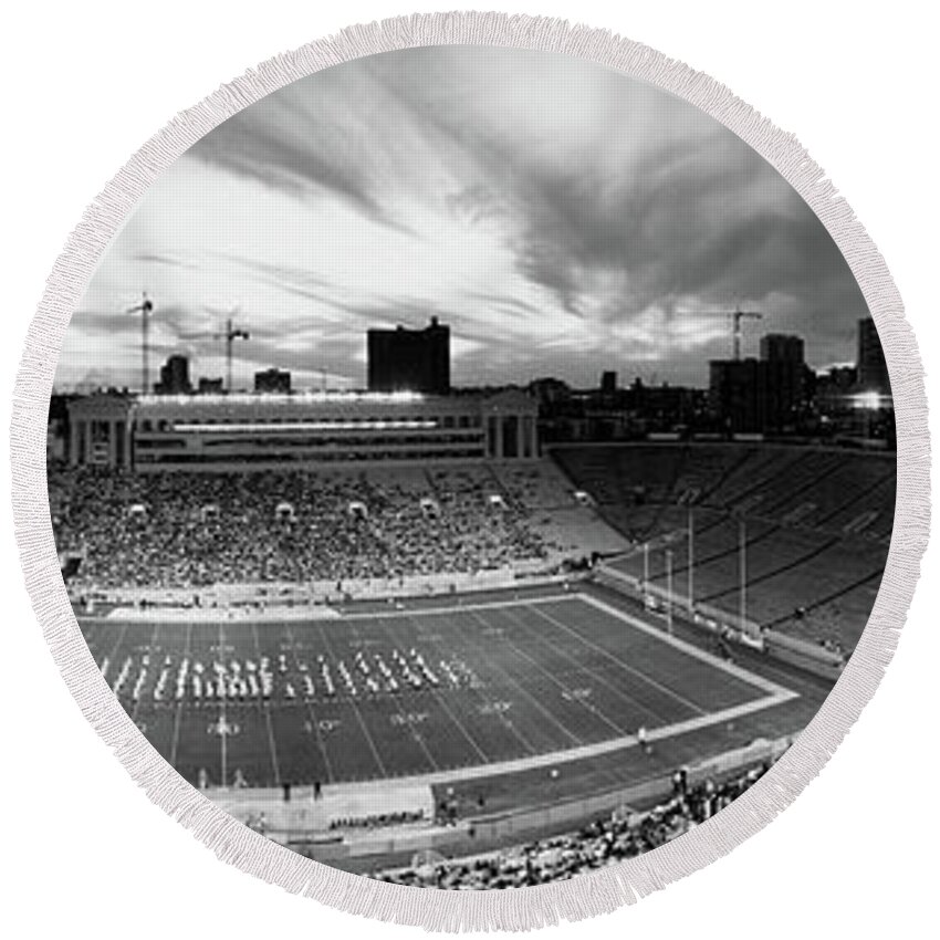 Photography Round Beach Towel featuring the photograph Soldier Field Football, Chicago #1 by Panoramic Images