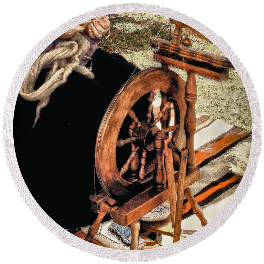 Spinning Round Beach Towel featuring the photograph Spinning Wool #1 by Robert Frederick