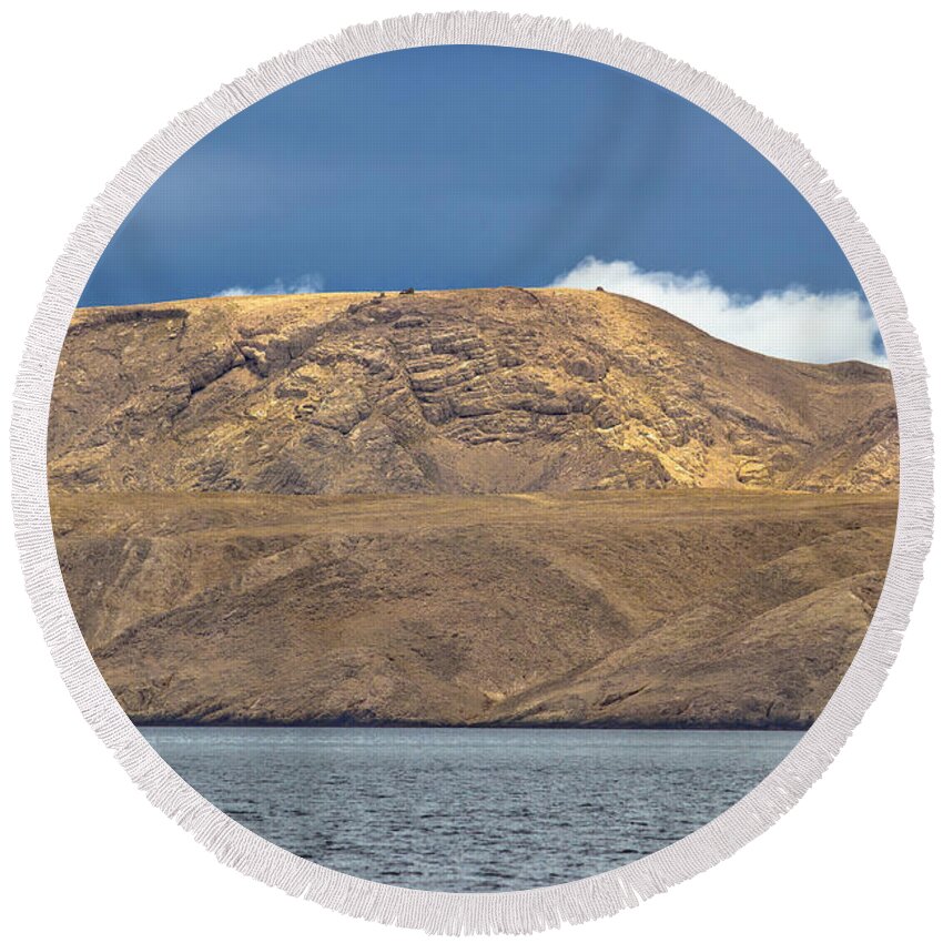Pag Round Beach Towel featuring the photograph Stone desert island of Pag #1 by Brch Photography