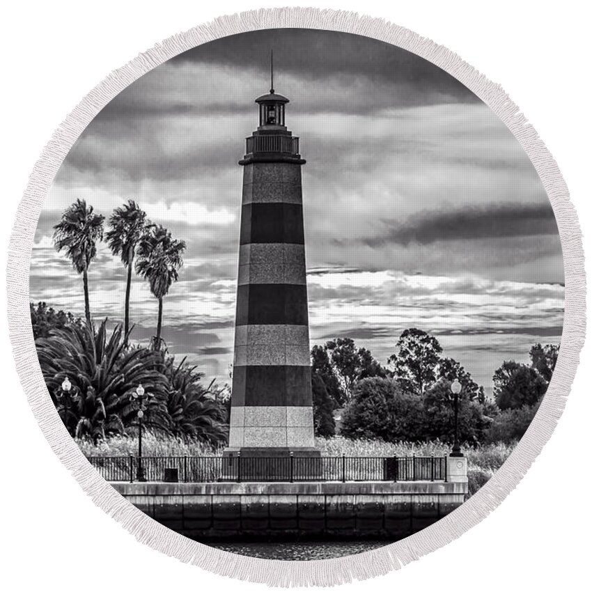 Landscape Round Beach Towel featuring the photograph Suisun Lighthouse #2 by Bruce Bottomley